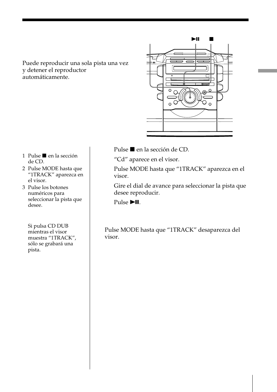 Reproducción de una sola pista | Sony ZS-D55 User Manual | Page 61 / 84