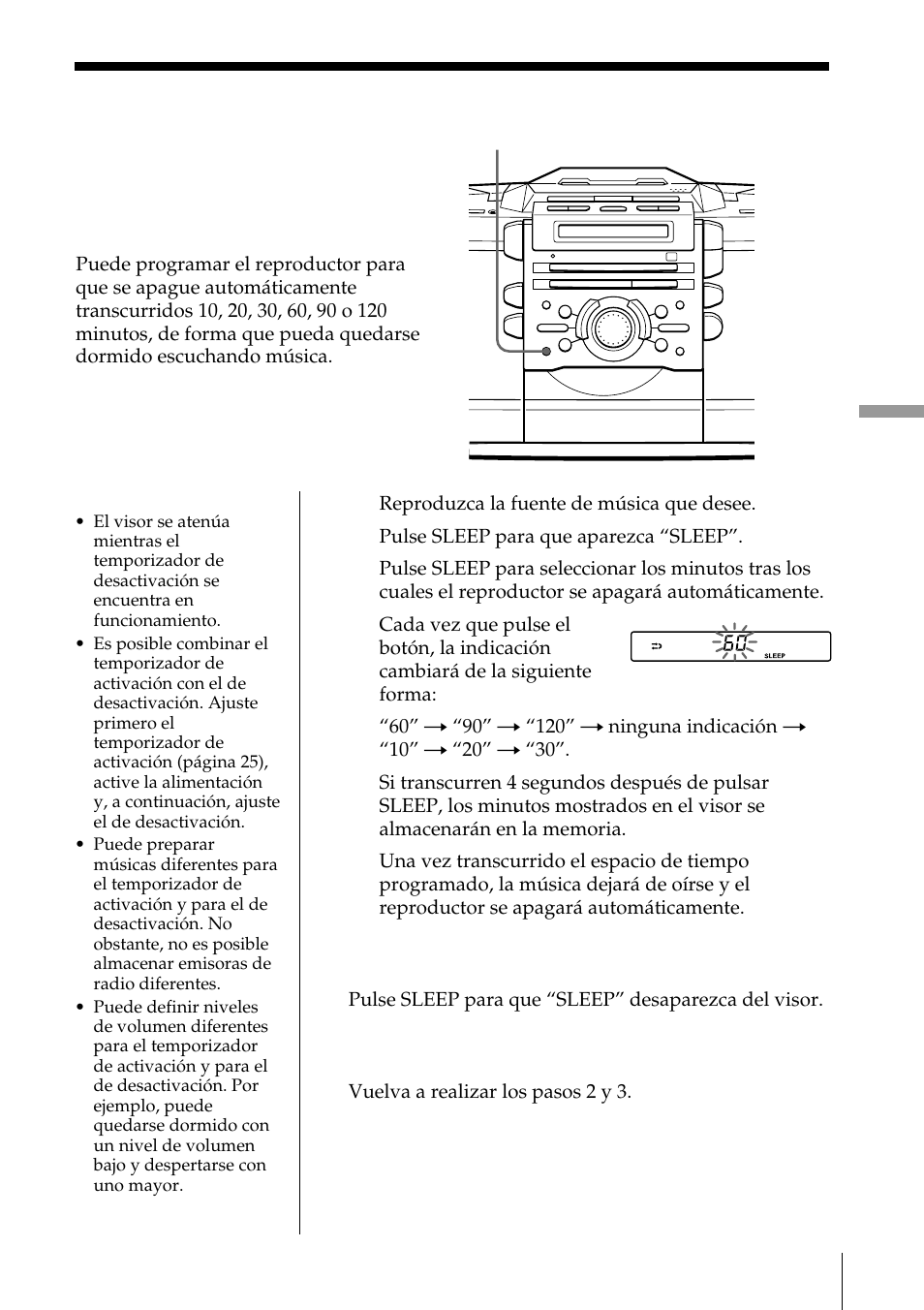 Desactivación automática del sistema | Sony ZS-D55 User Manual | Page 69 / 84