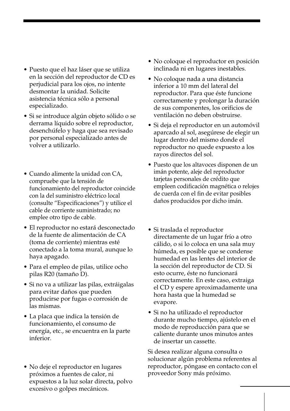 Información complementaria, Precauciones | Sony ZS-D55 User Manual | Page 77 / 84