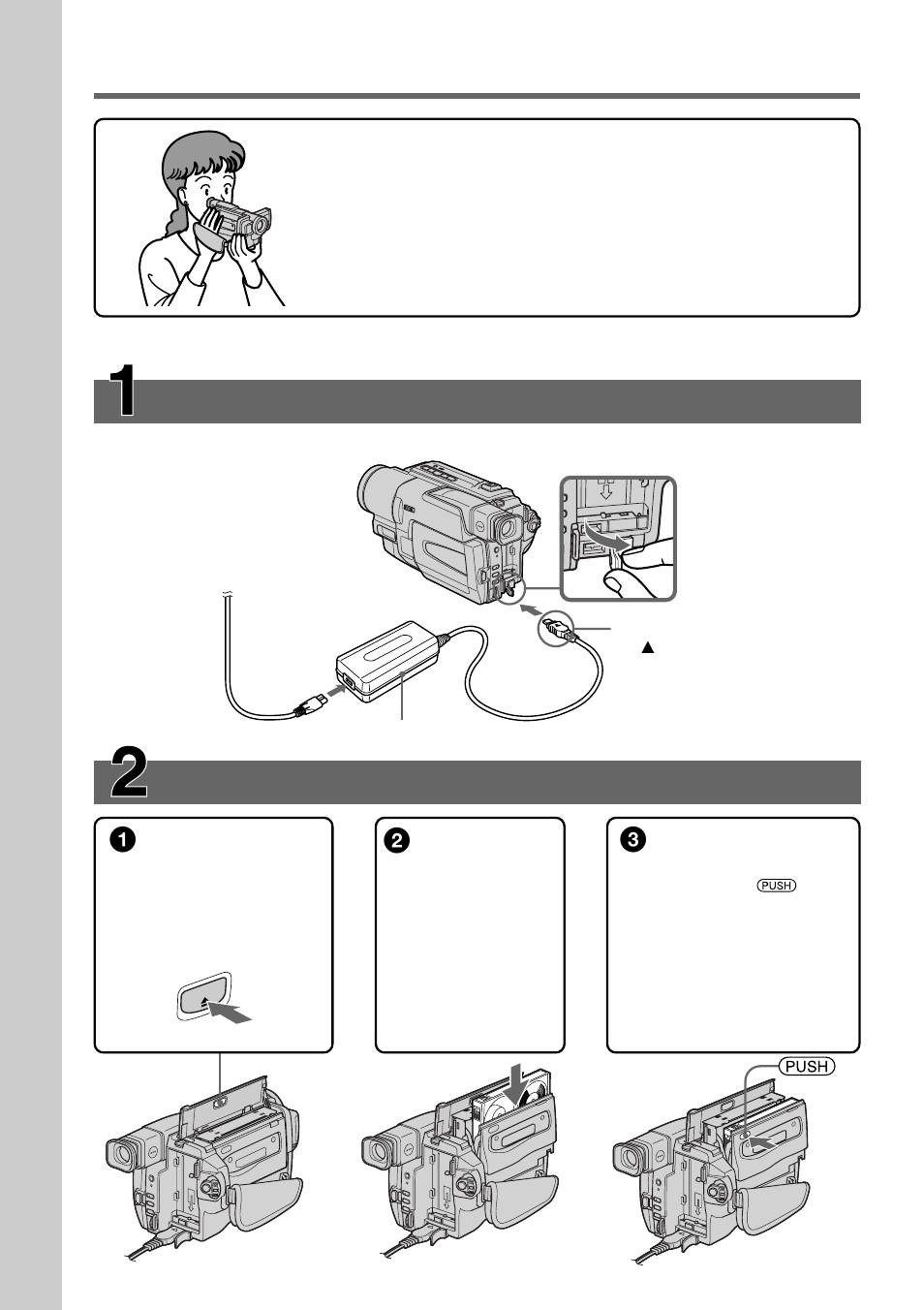 Quick start guide, Inserting a cassette, Connecting the power cord | Sony CCD-TRV49 User Manual | Page 6 / 80