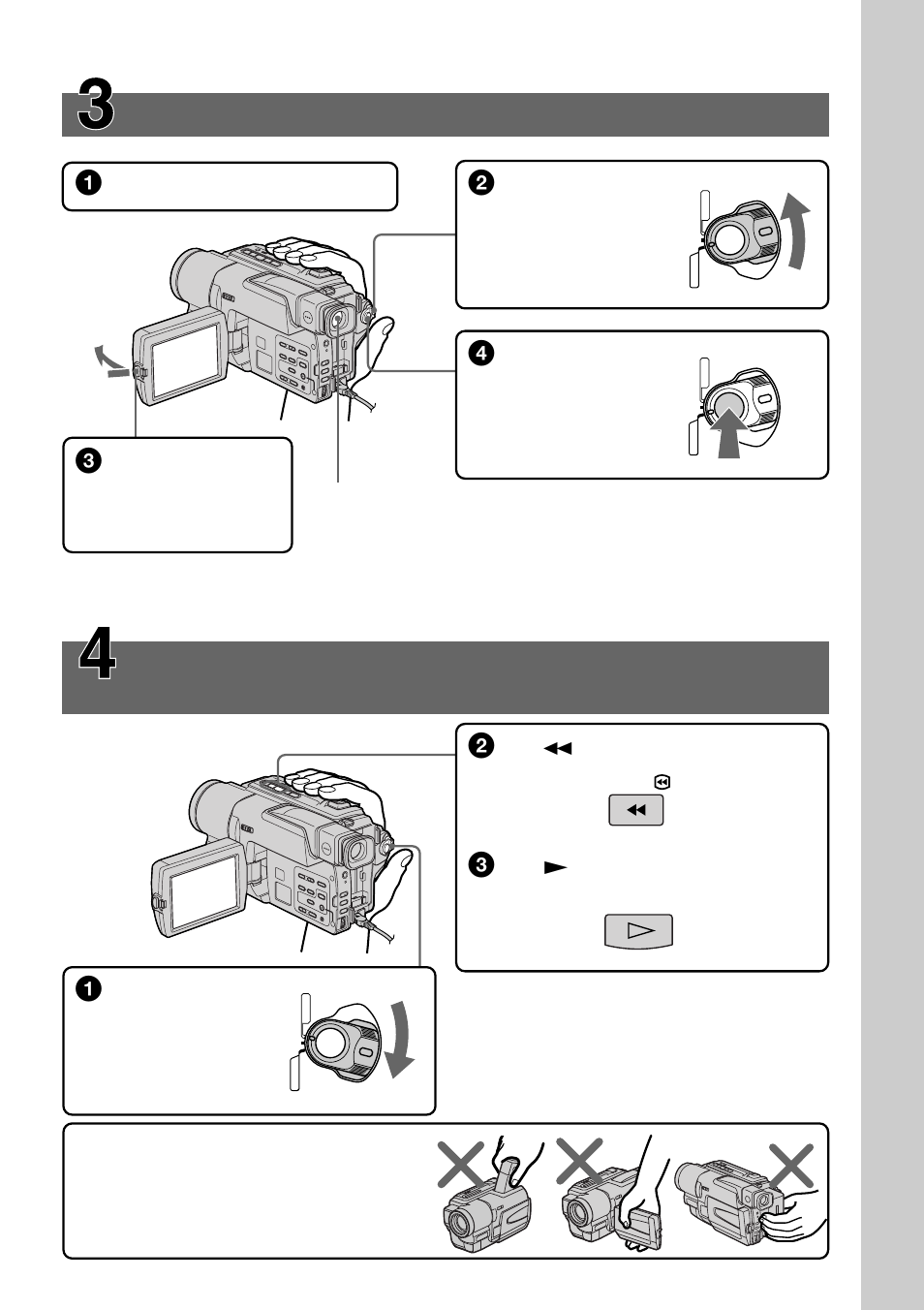 7recording a picture, Monitoring the playback picture on the lcd screen, Rew play | P. 20), P. 29) | Sony CCD-TRV49 User Manual | Page 7 / 80