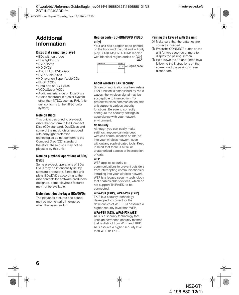 Additional information | Sony NSZ-GT1 User Manual | Page 6 / 8