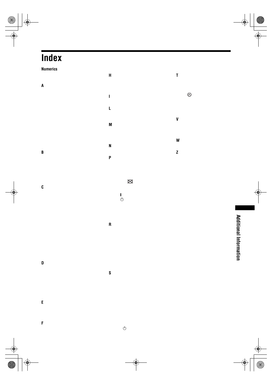 Index | Sony BRAVIA KDL-20S2000 User Manual | Page 35 / 103