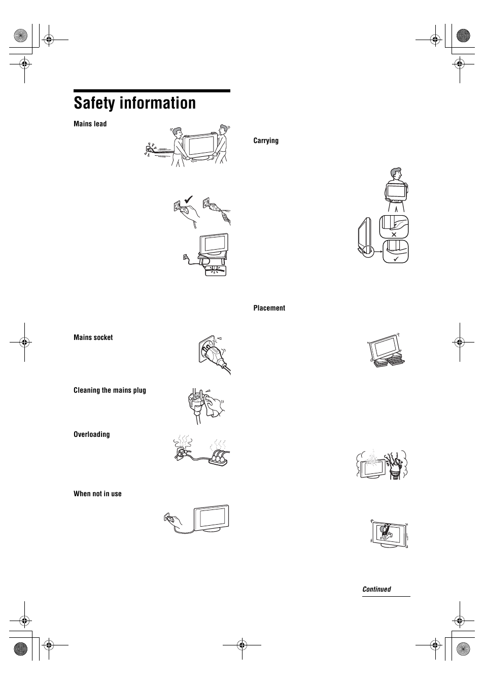 Safety information | Sony BRAVIA KDL-20S2000 User Manual | Page 7 / 103