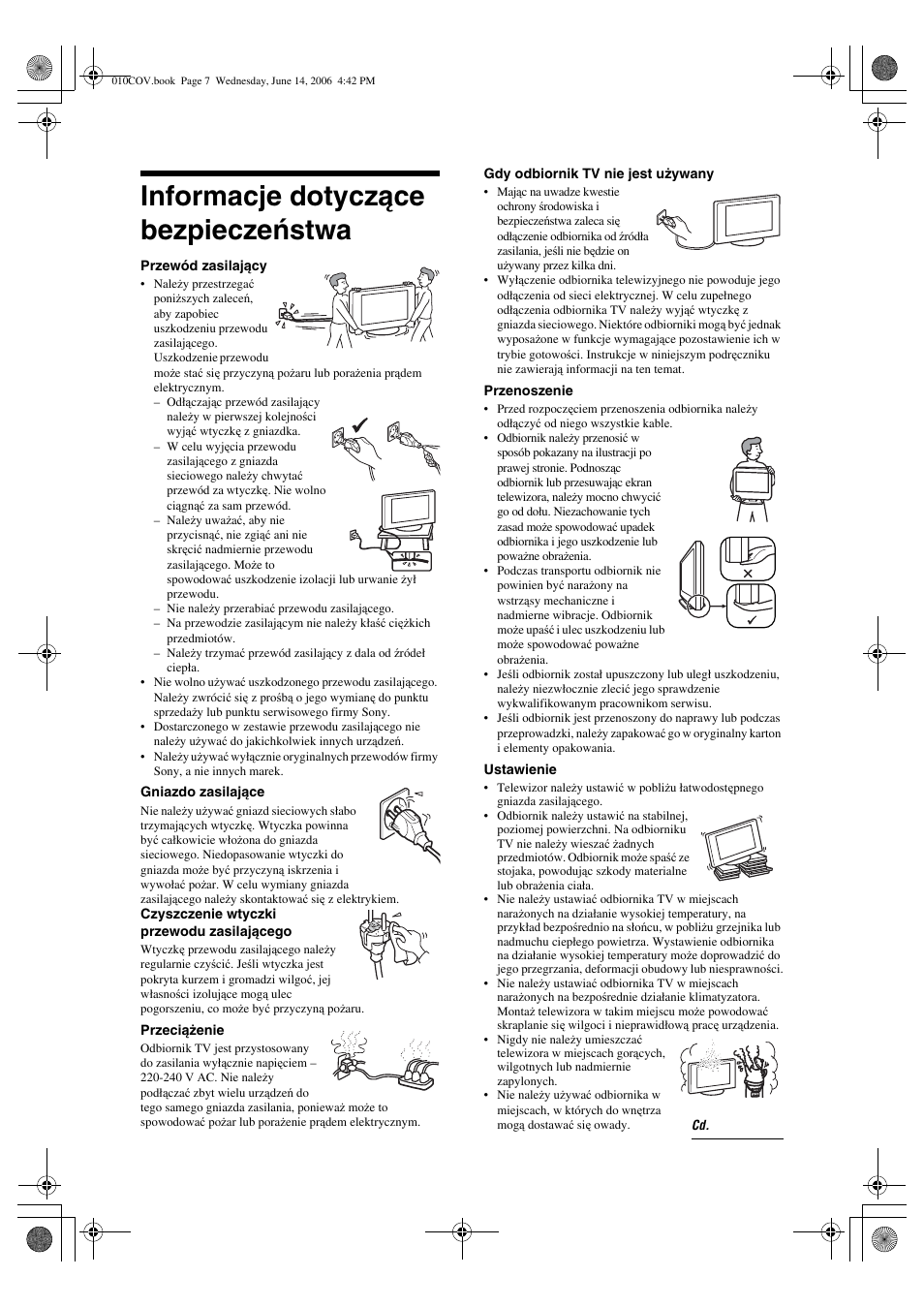 Informacje dotyczące bezpieczeństwa | Sony BRAVIA KDL-20S2000 User Manual | Page 75 / 103