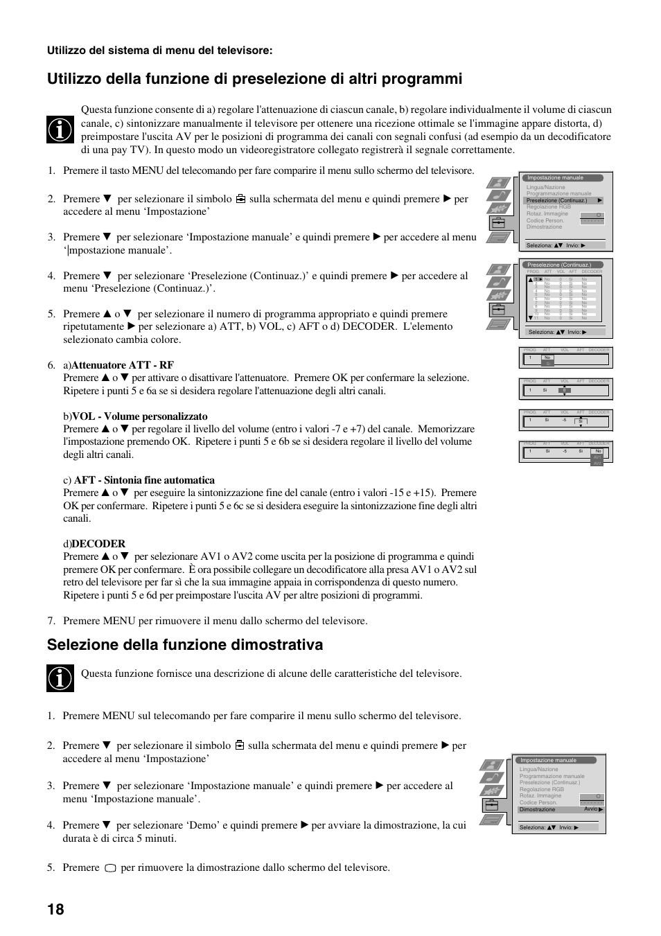 Selezione della funzione dimostrativa, Utilizzo del sistema di menu del televisore | Sony FD Trinitron KV-34FQ75 D User Manual | Page 100 / 160