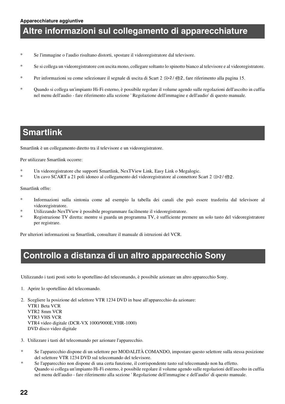 Smartlink, Controllo a distanza di un altro apparecchio sony | Sony FD Trinitron KV-34FQ75 D User Manual | Page 104 / 160