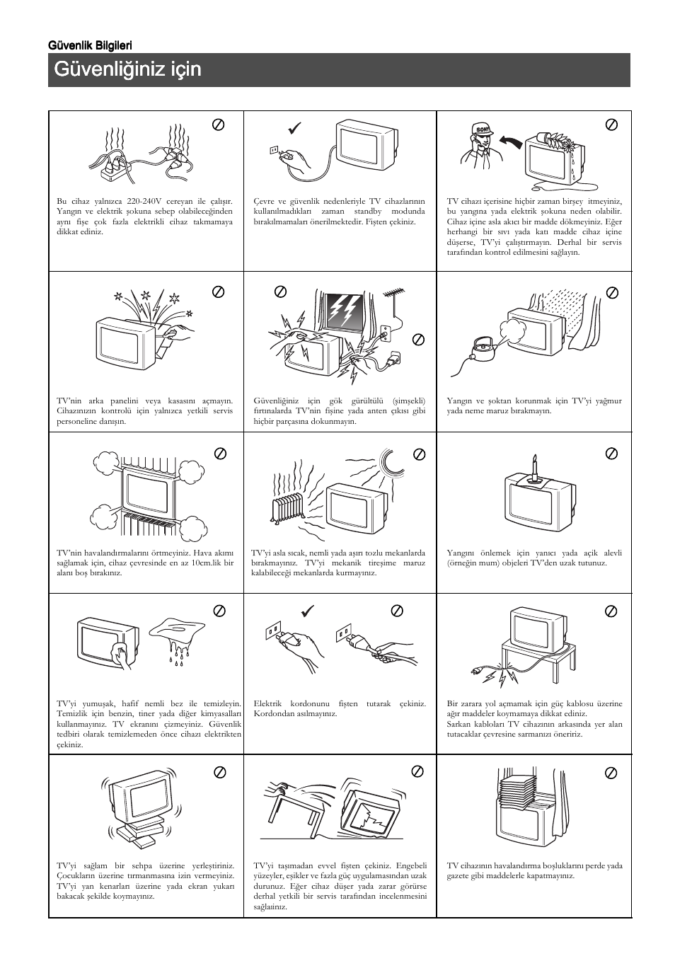 Güvenliğiniz için | Sony FD Trinitron KV-34FQ75 D User Manual | Page 108 / 160
