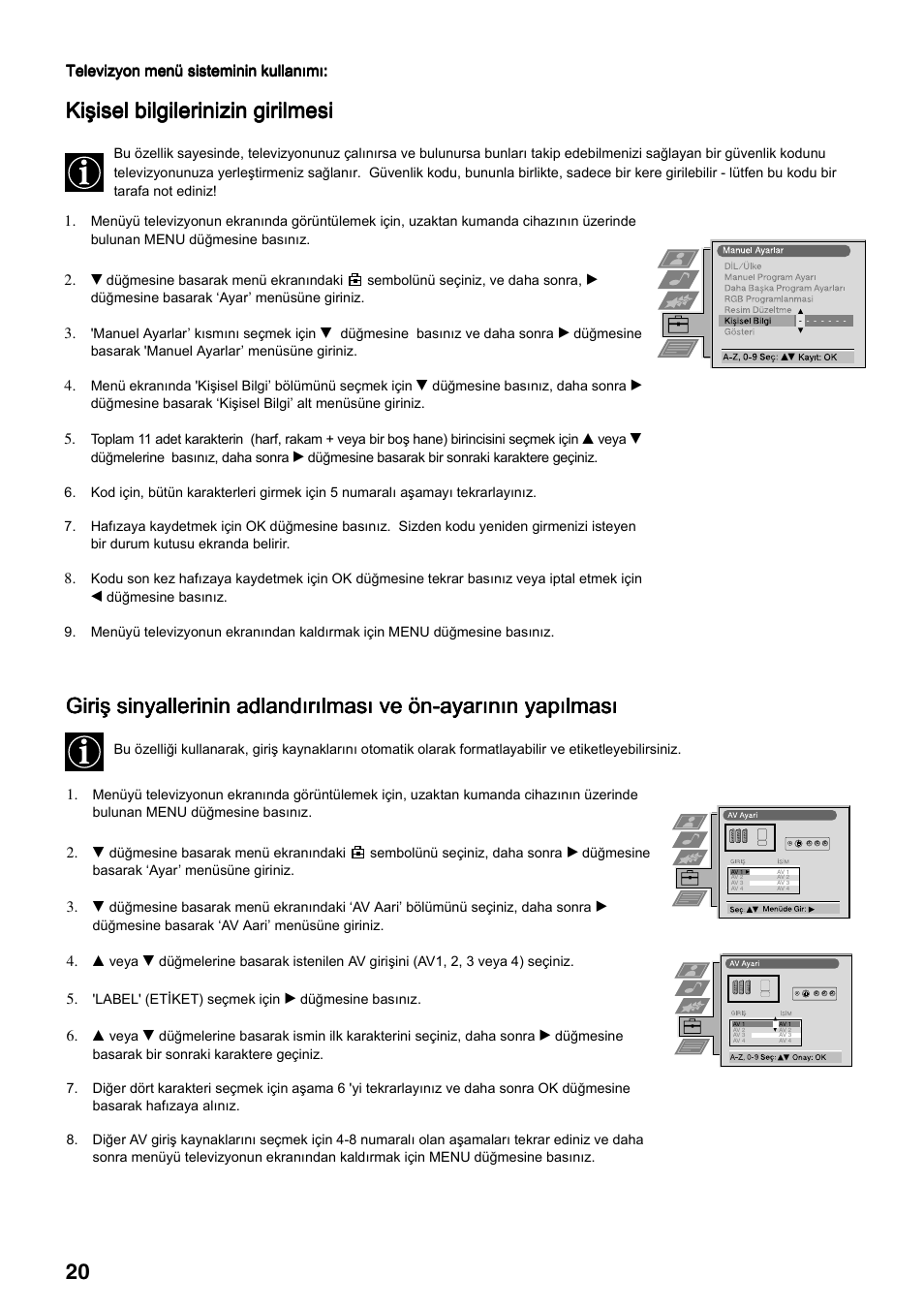 Kişisel bilgilerinizin girilmesi | Sony FD Trinitron KV-34FQ75 D User Manual | Page 128 / 160