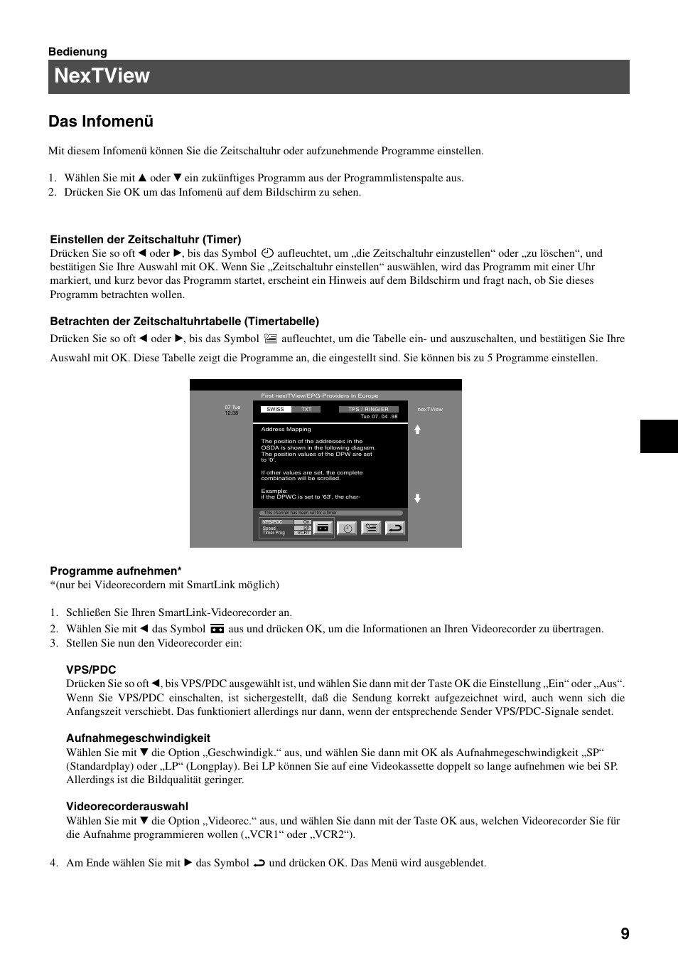 Nextview, Das infomenü | Sony FD Trinitron KV-34FQ75 D User Manual | Page 13 / 160