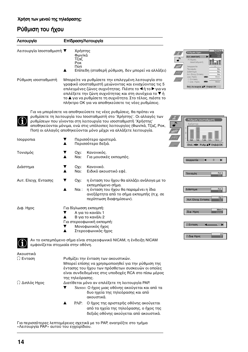 Ρύθµιση του ήχου | Sony FD Trinitron KV-34FQ75 D User Manual | Page 148 / 160
