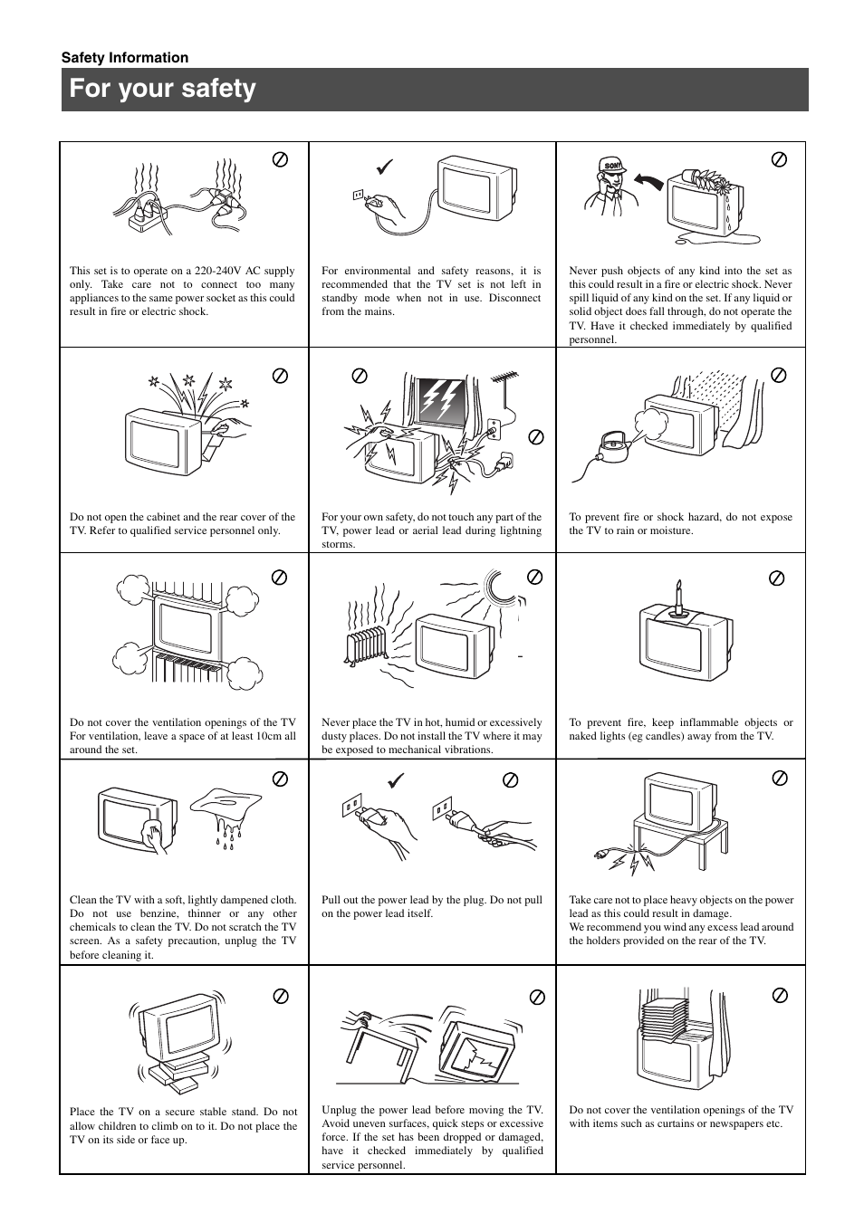 For your safety | Sony FD Trinitron KV-34FQ75 D User Manual | Page 56 / 160