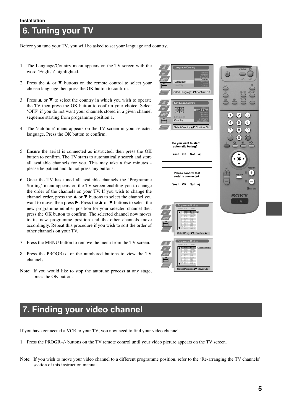 Tuning your tv, Finding your video channel | Sony FD Trinitron KV-34FQ75 D User Manual | Page 61 / 160