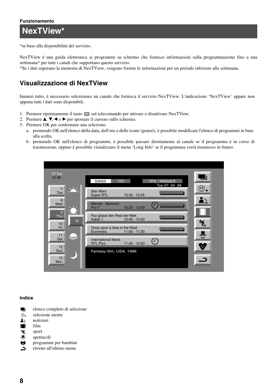Nextview, Visualizzazione di nextview | Sony FD Trinitron KV-34FQ75 D User Manual | Page 90 / 160