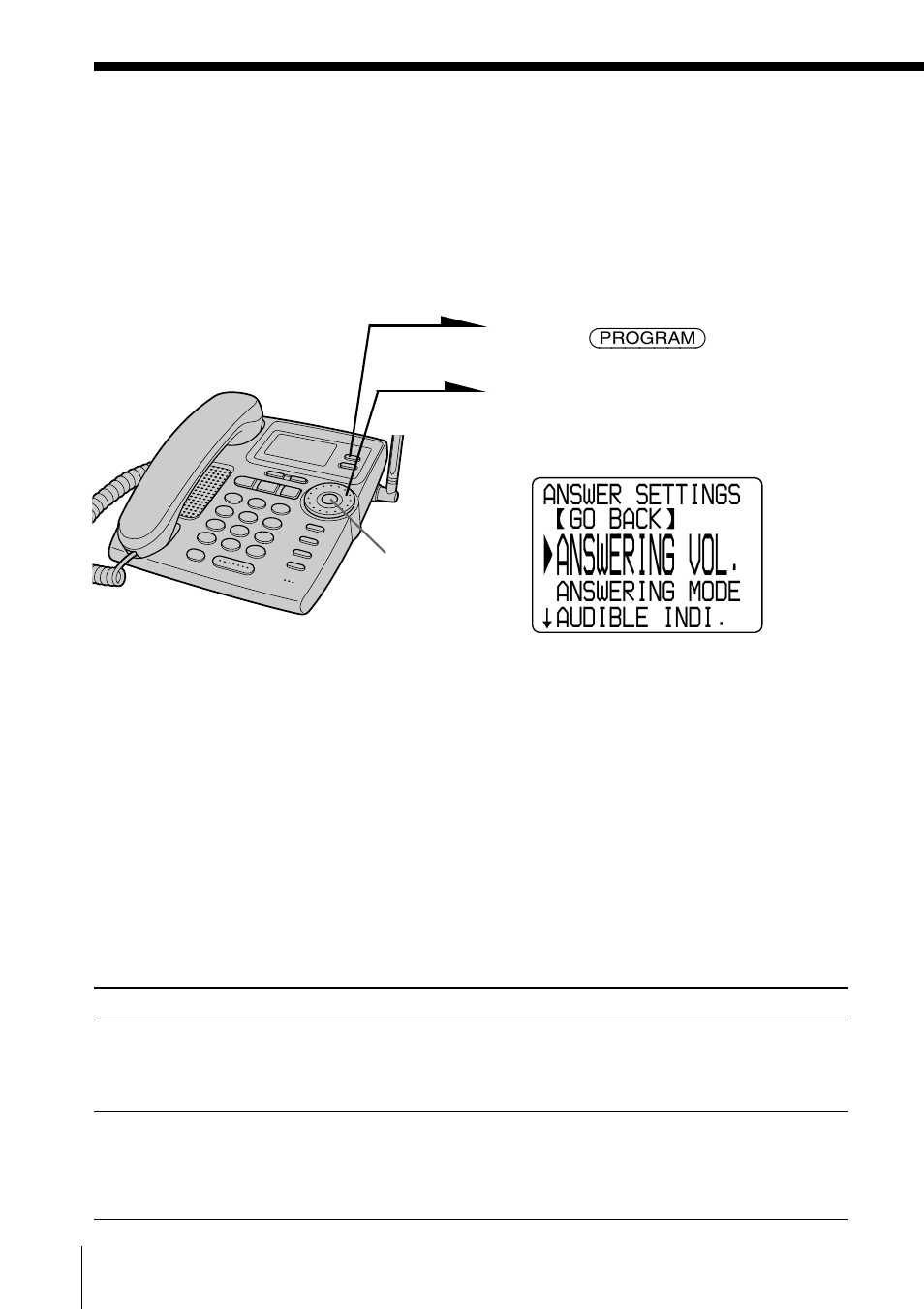 Selecting the answering mode, Answering vol | Sony SPP-A9276 User Manual | Page 60 / 96