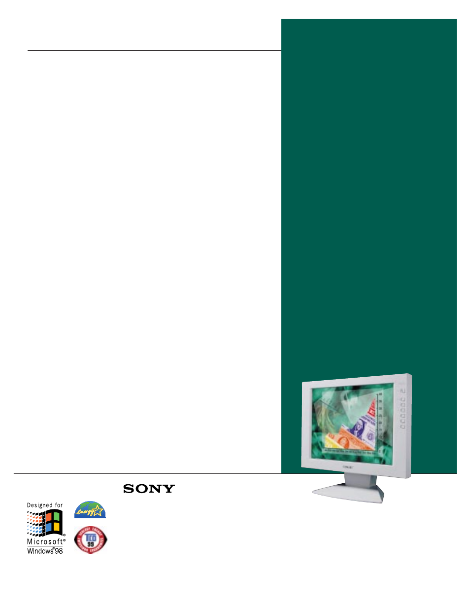 Specifications l series, Cpd-l150, Cpd-l133 | Multiscan, Computer displays, The multiscan, Technology, along with digital flexres | Sony CPD-L150 User Manual | Page 2 / 2