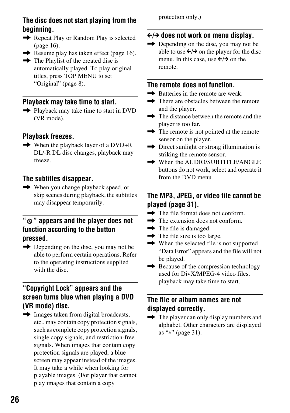 Sony DVP-FX950 User Manual | Page 26 / 36