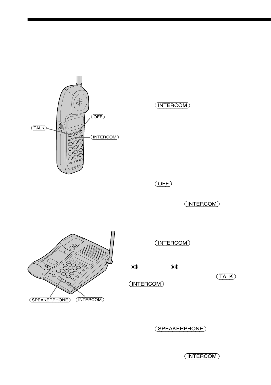 Para hablar del microteléfono al teléfono base, Para hablar del teléfono base al microteléfono | Sony SPP-ID975 User Manual | Page 92 / 116