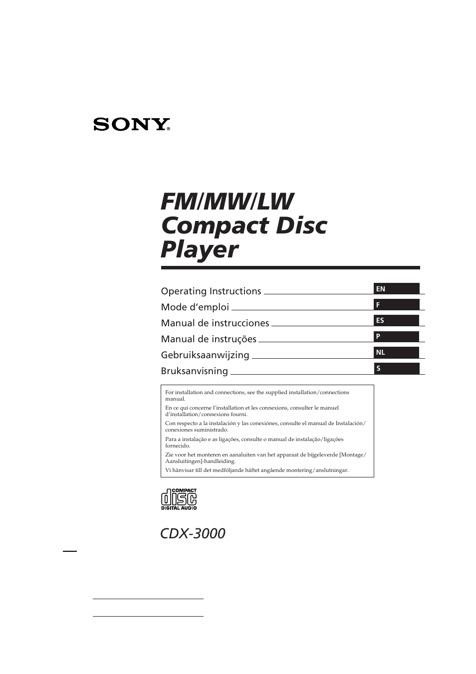 Sony CDX-3000 User Manual | 80 pages