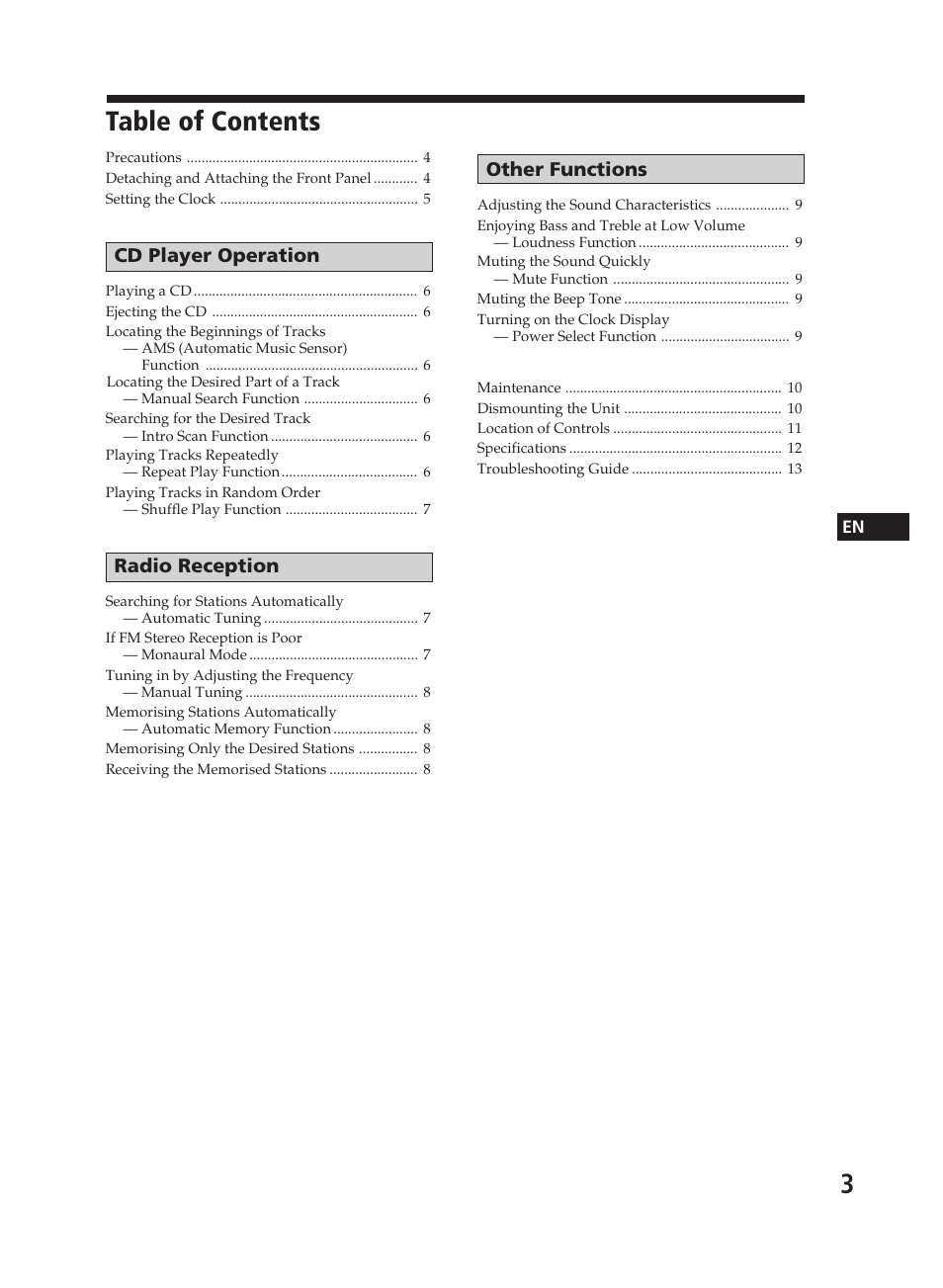 Sony CDX-3000 User Manual | Page 3 / 80