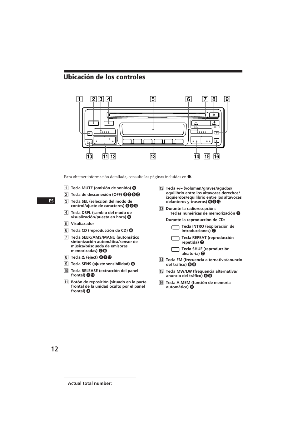 Ubicación de los controles | Sony CDX-3000 User Manual | Page 38 / 80