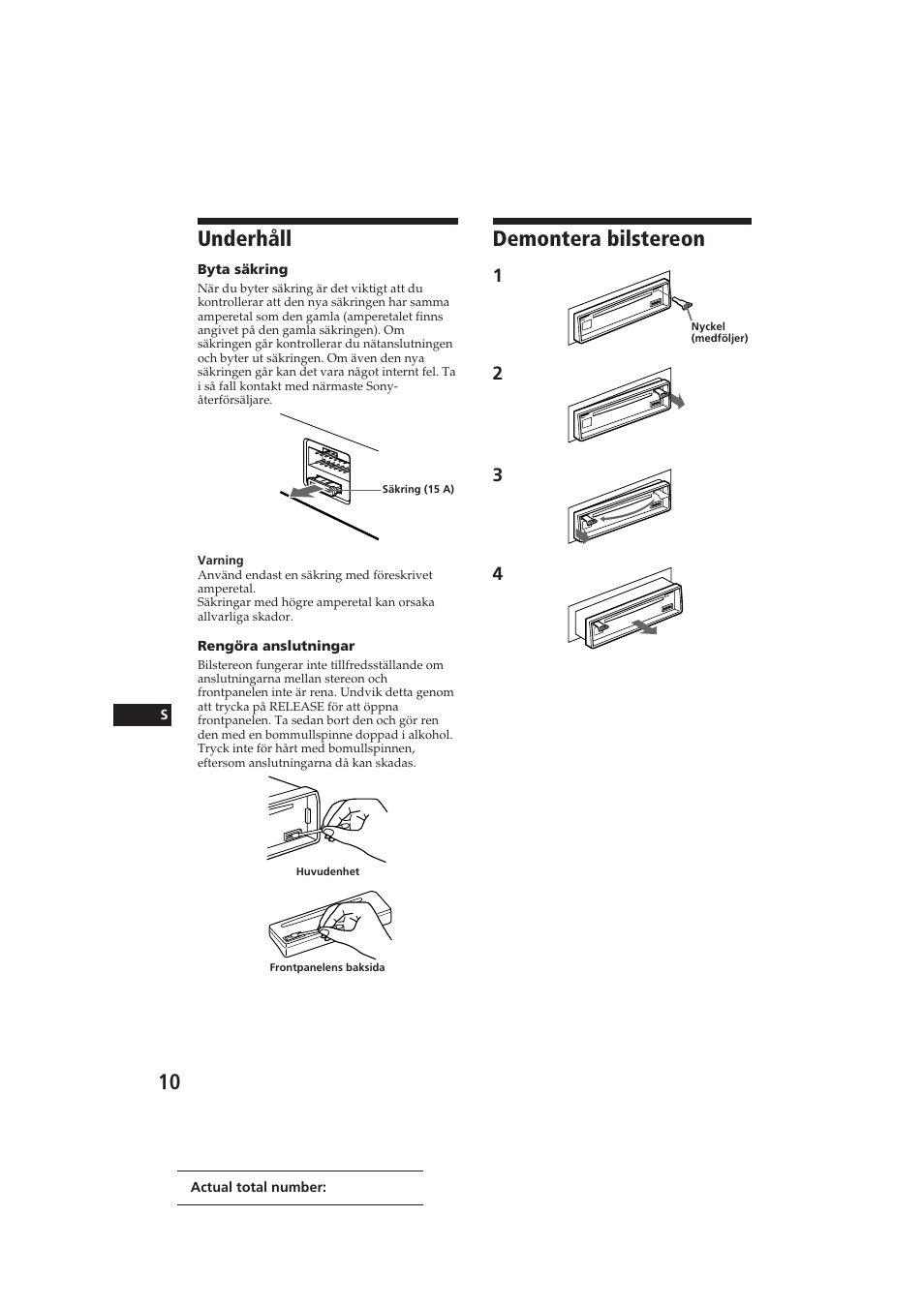 Underhåll, Demontera bilstereon | Sony CDX-3000 User Manual | Page 76 / 80