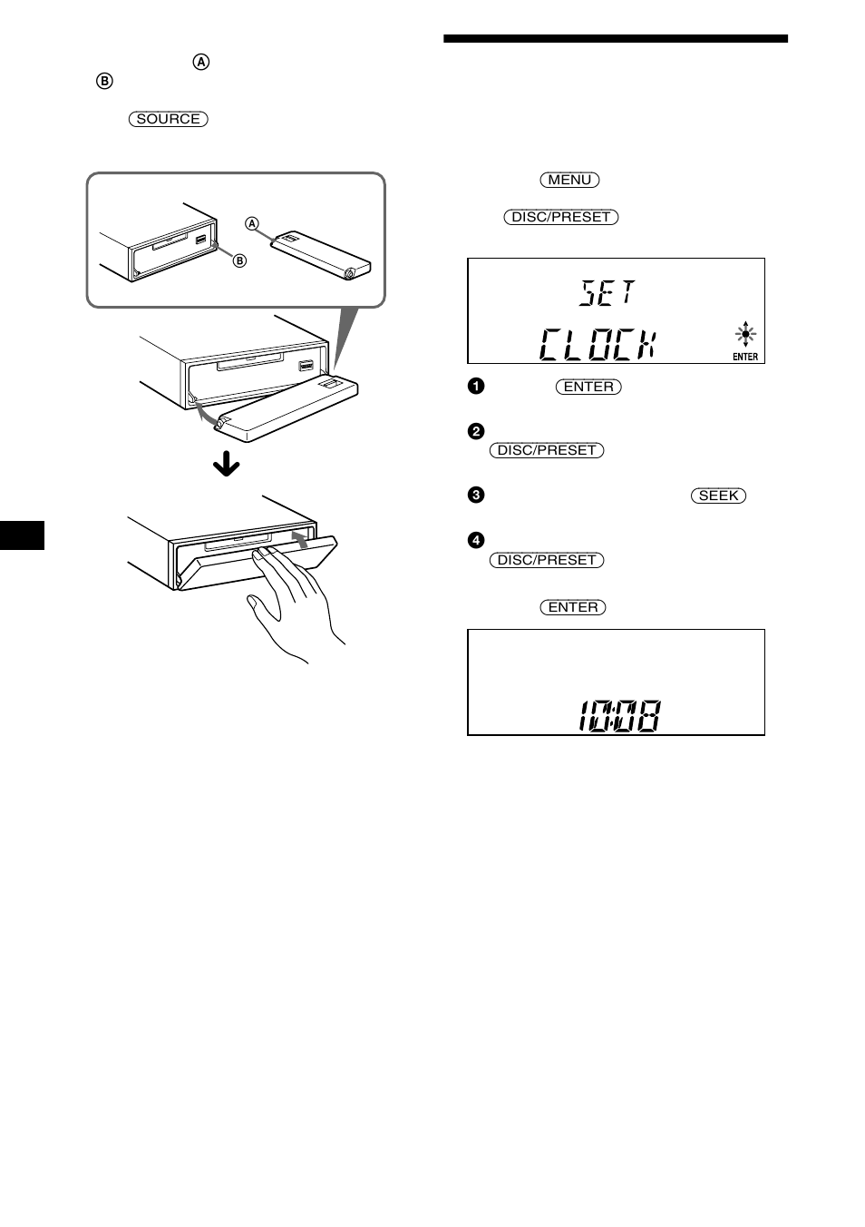 Klok instellen | Sony MDX-CA680 User Manual | Page 112 / 132