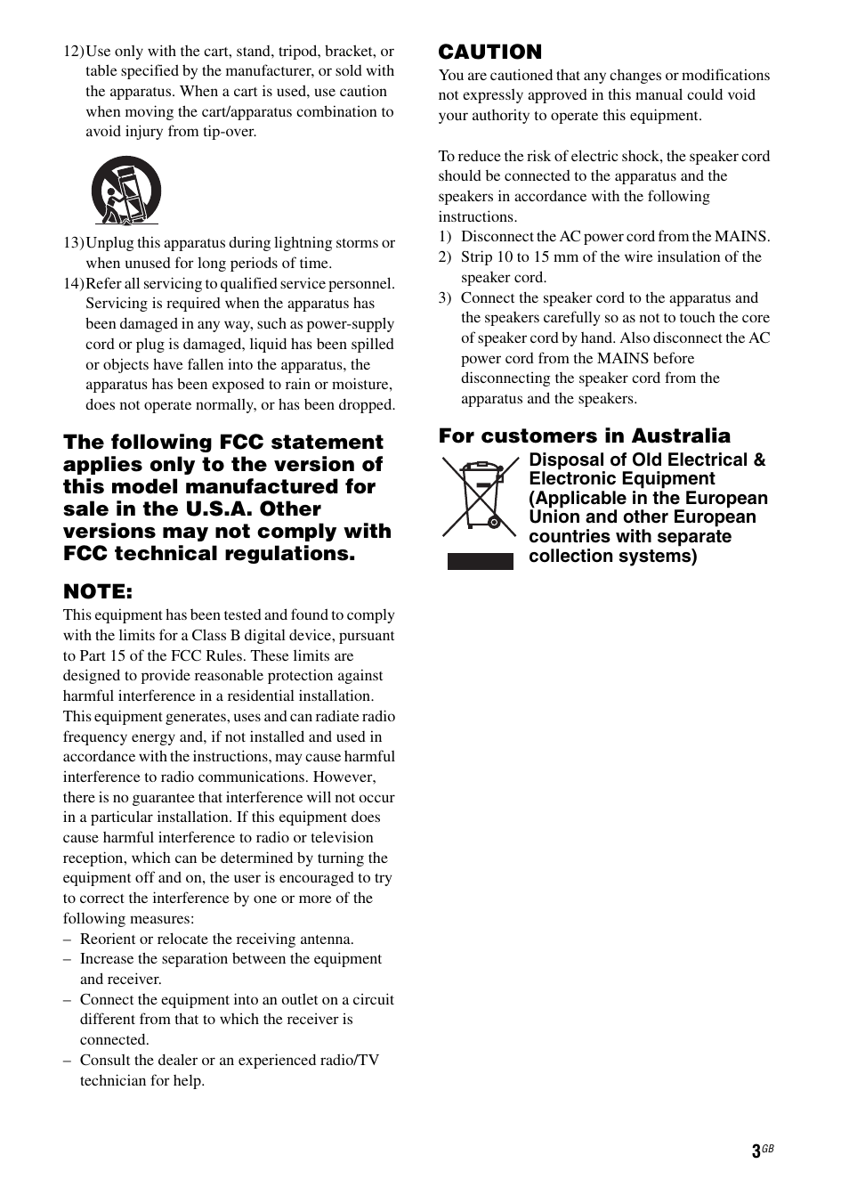 Caution, For customers in australia | Sony STR-DH710 User Manual | Page 3 / 100