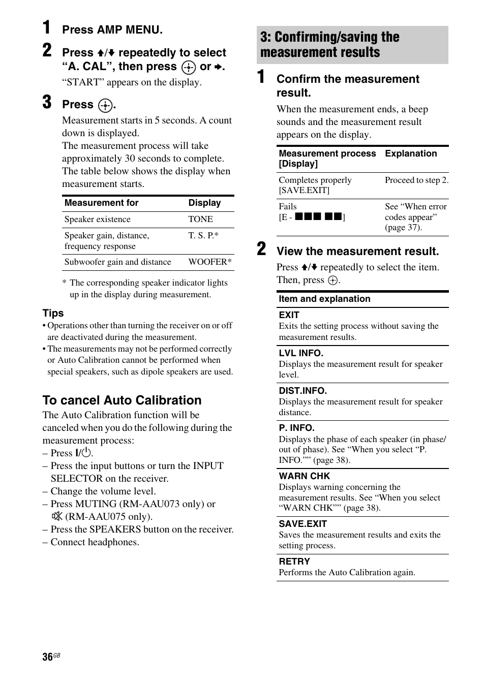 Confirming/saving the measurement results | Sony STR-DH710 User Manual | Page 36 / 100