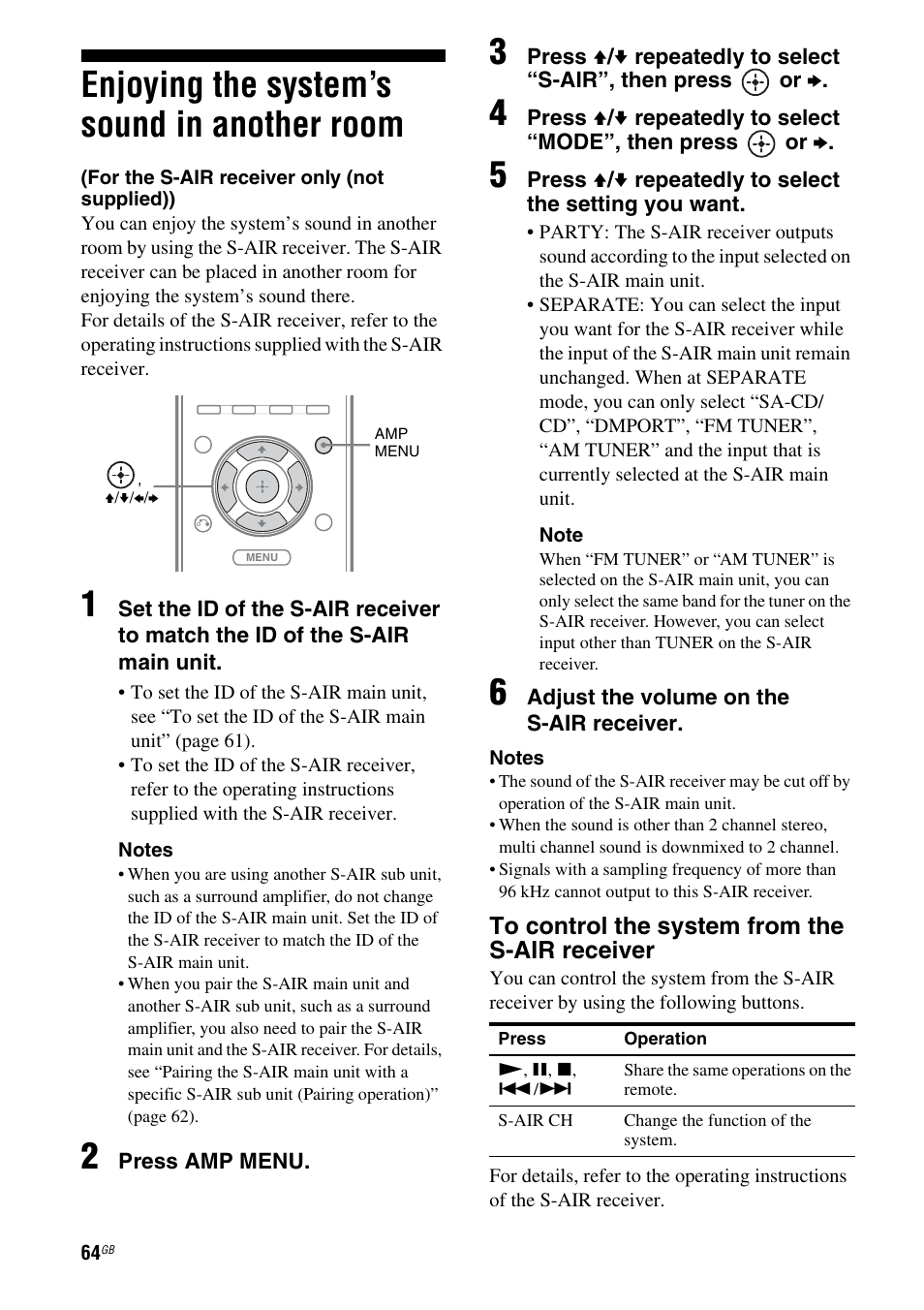 Enjoying the system’s sound in another room, Enjoying the system’s sound in another, Room | Sony STR-DH710 User Manual | Page 64 / 100