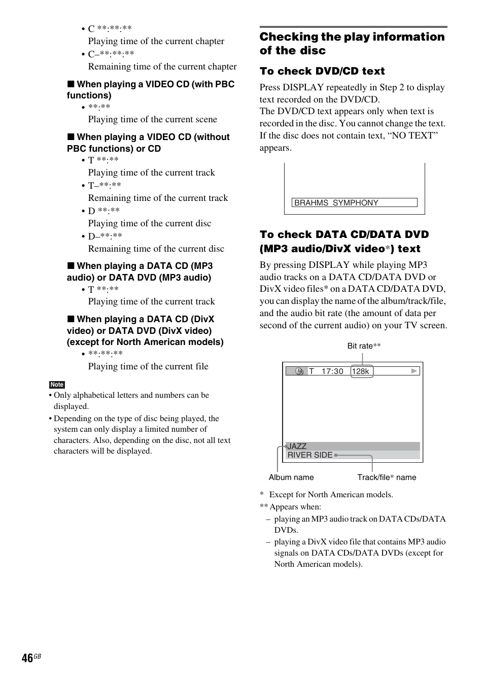 Checking the play information of the disc | Sony DAV-DX315 User Manual | Page 46 / 100
