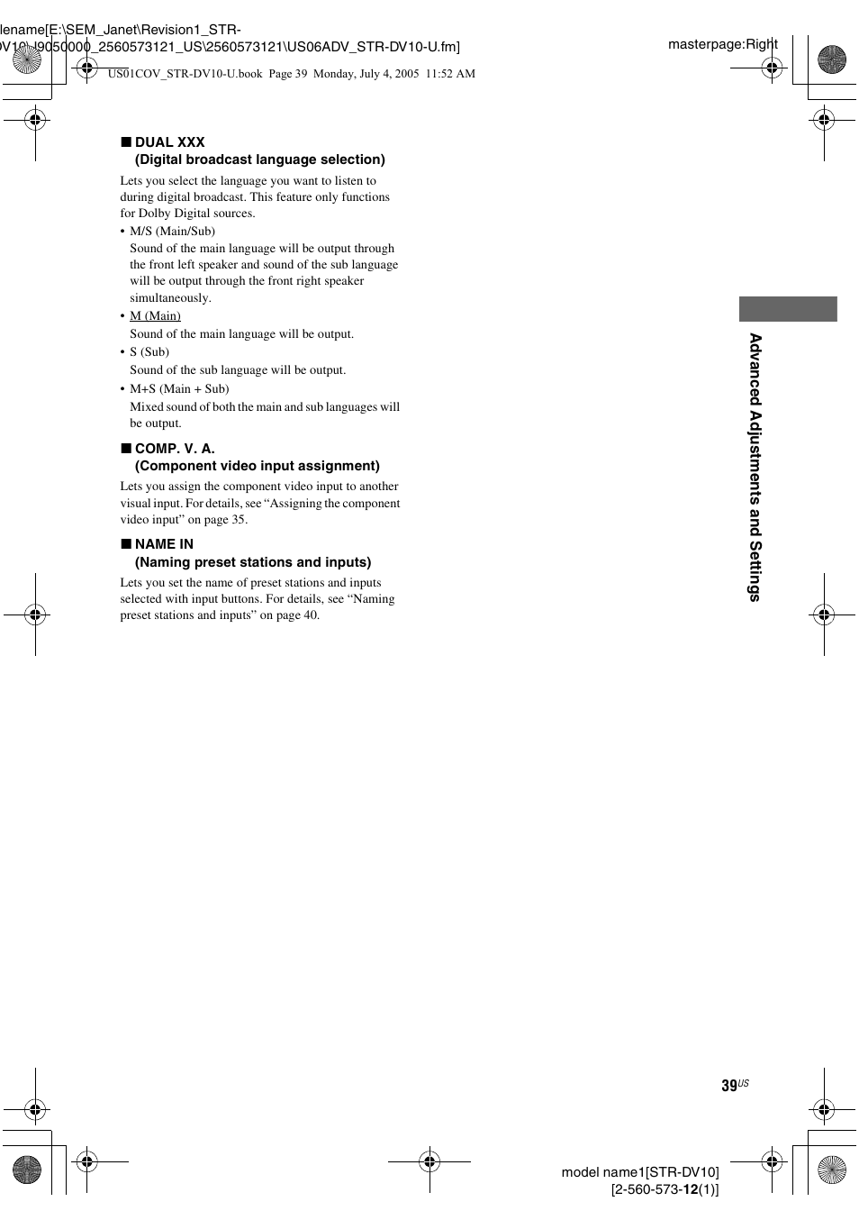 Sony STR-DV10 User Manual | Page 39 / 56