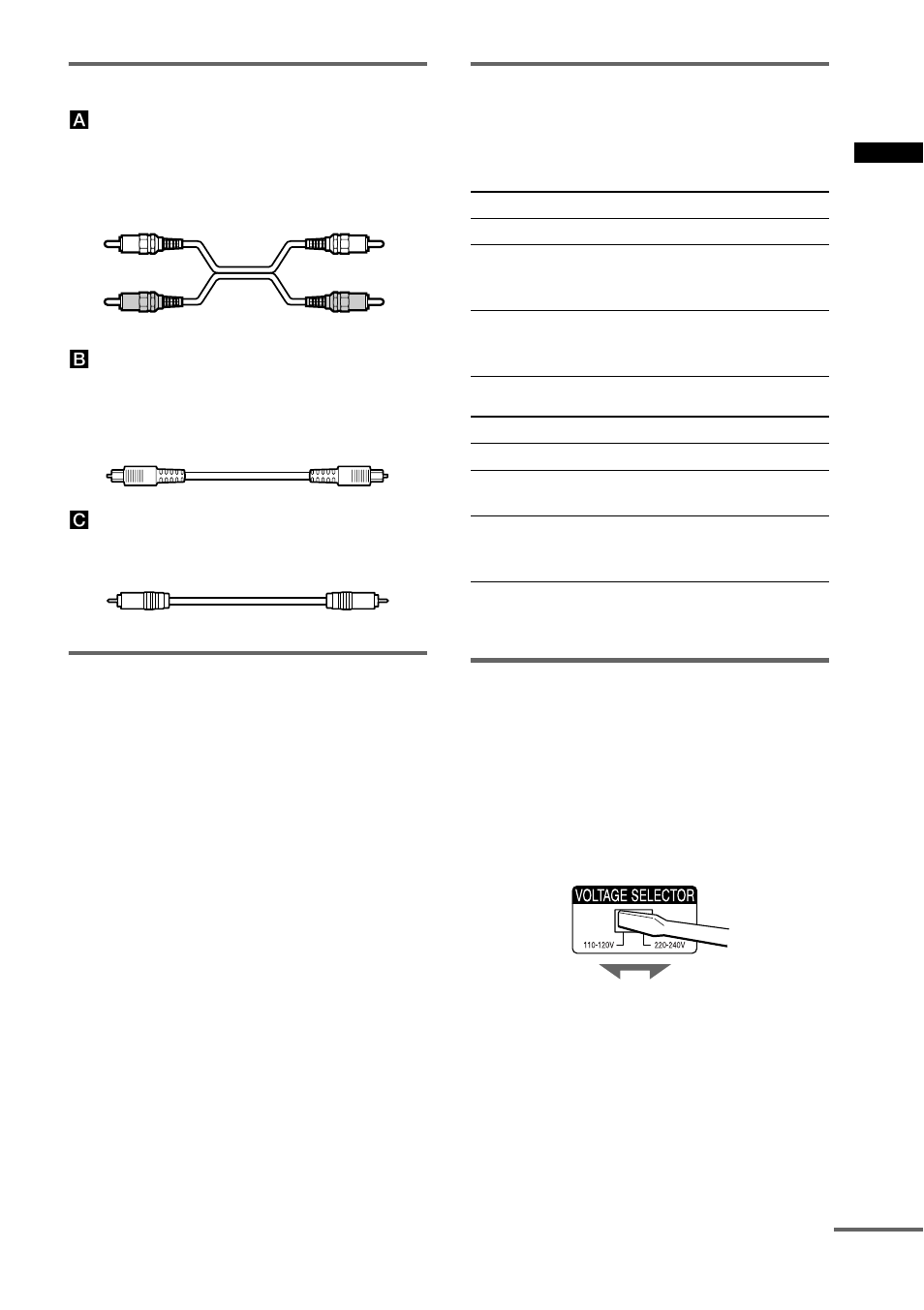 Required cords, Hookup considerations, Jacks (connectors) for connecting audio components | Sony MDS-JE780 User Manual | Page 7 / 56