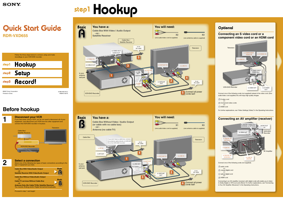 Sony RDR-VXD655 User Manual | 2 pages