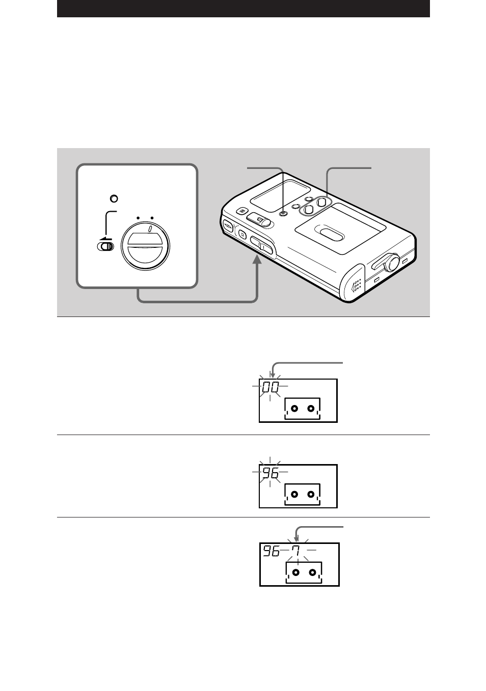 Setting the clock, Close open clock set mode +/– flash, Flashes | Sony NT-2 User Manual | Page 10 / 153
