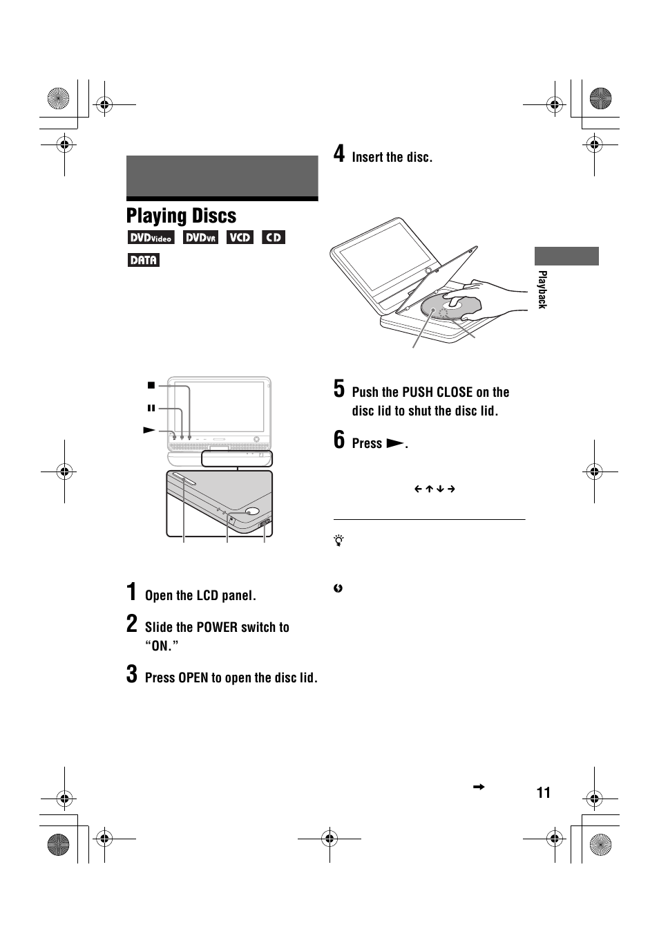 Playing discs | Sony DVP-FX96 User Manual | Page 11 / 32