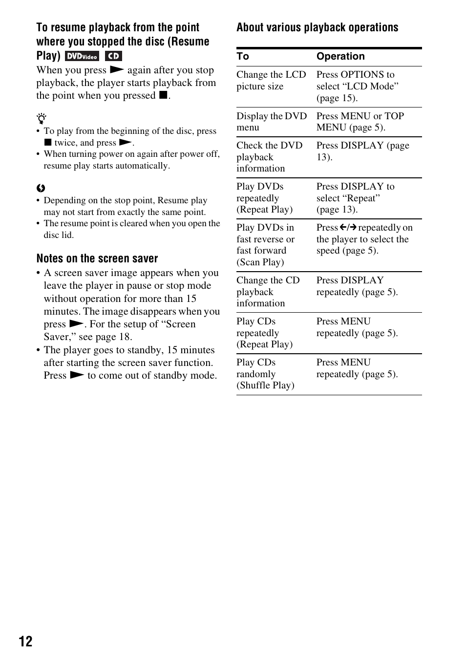 Sony DVP-FX74 User Manual | Page 12 / 36