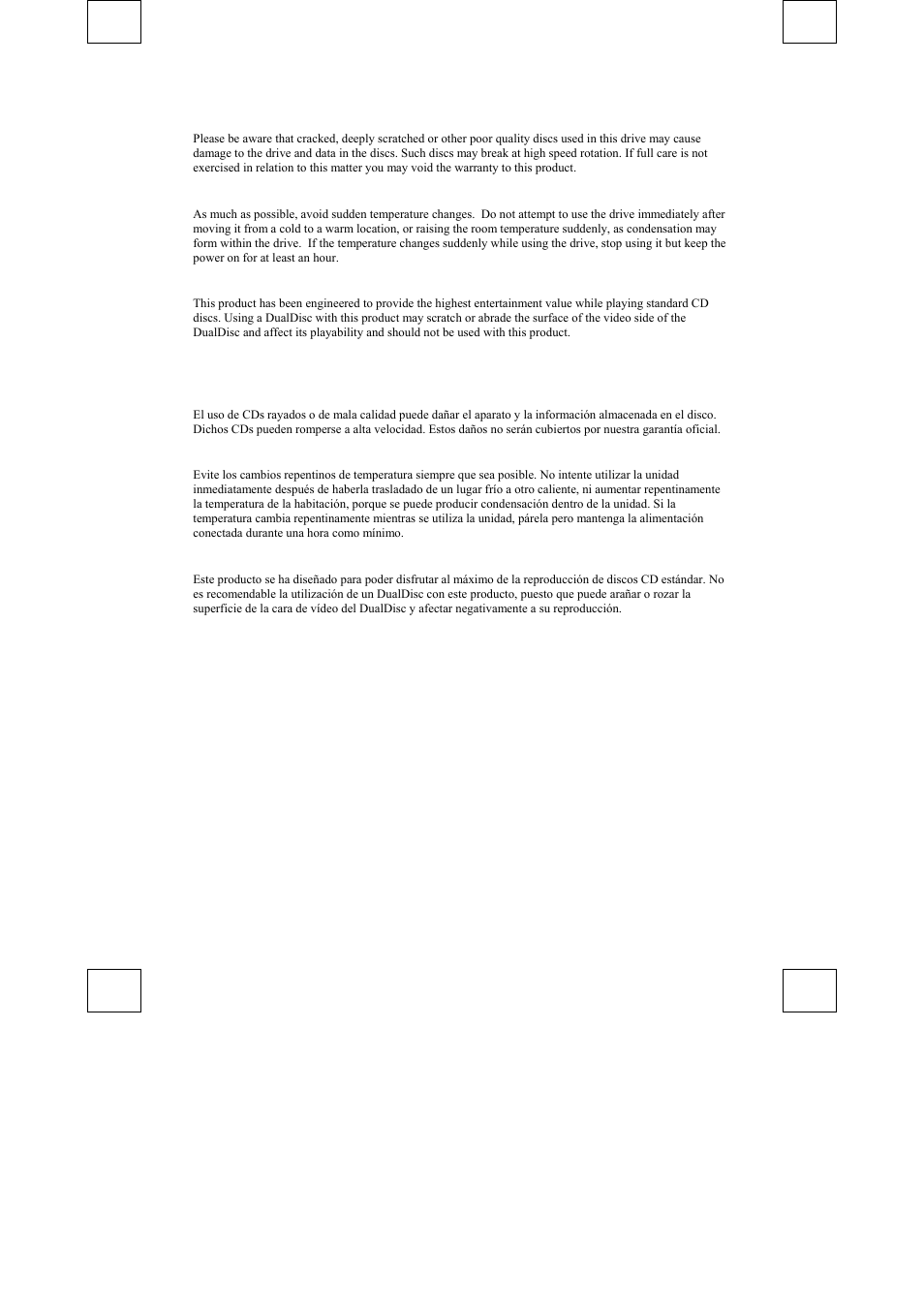 Precautions for use, Precauciones para el uso | Sony DDU1632 User Manual | Page 6 / 40