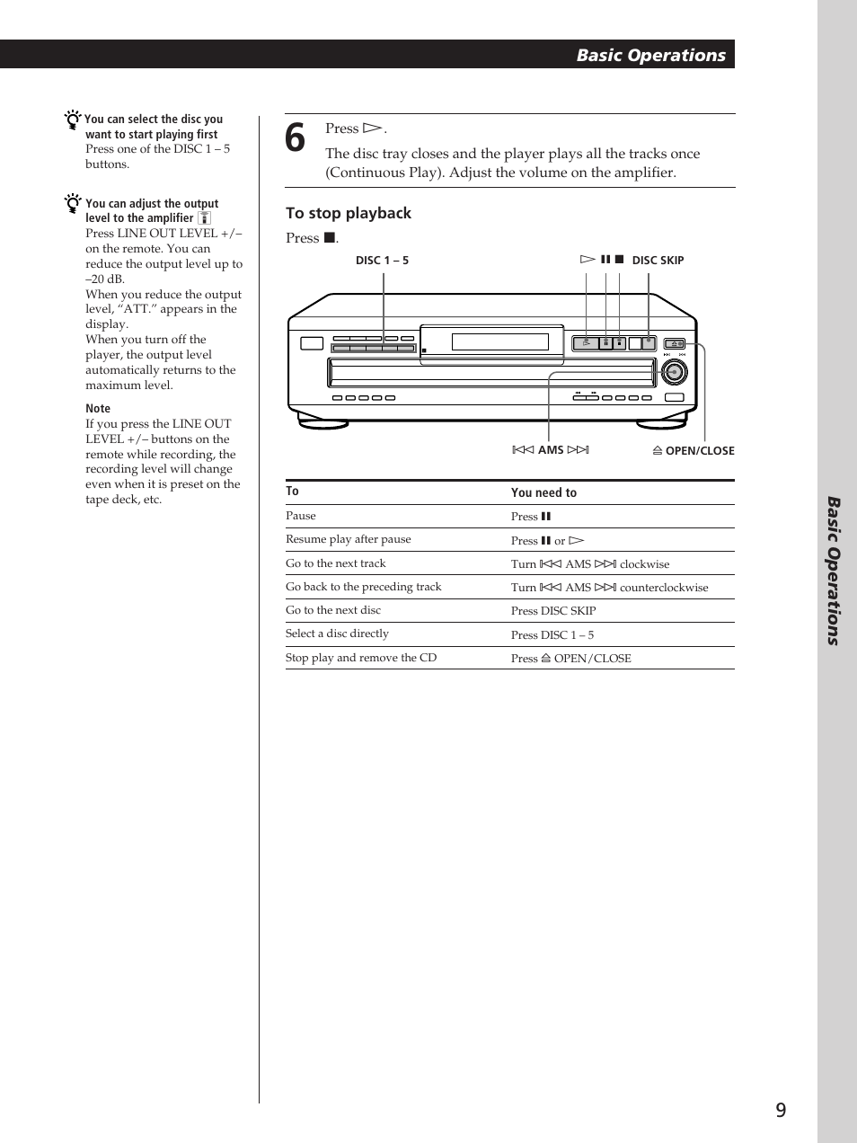 Basic operations, Press p, You need to | Sony CDP-C360Z User Manual | Page 9 / 24