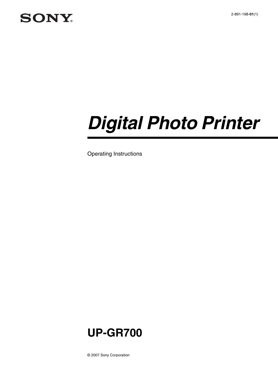 Sony UP-GR700 User Manual | 27 pages