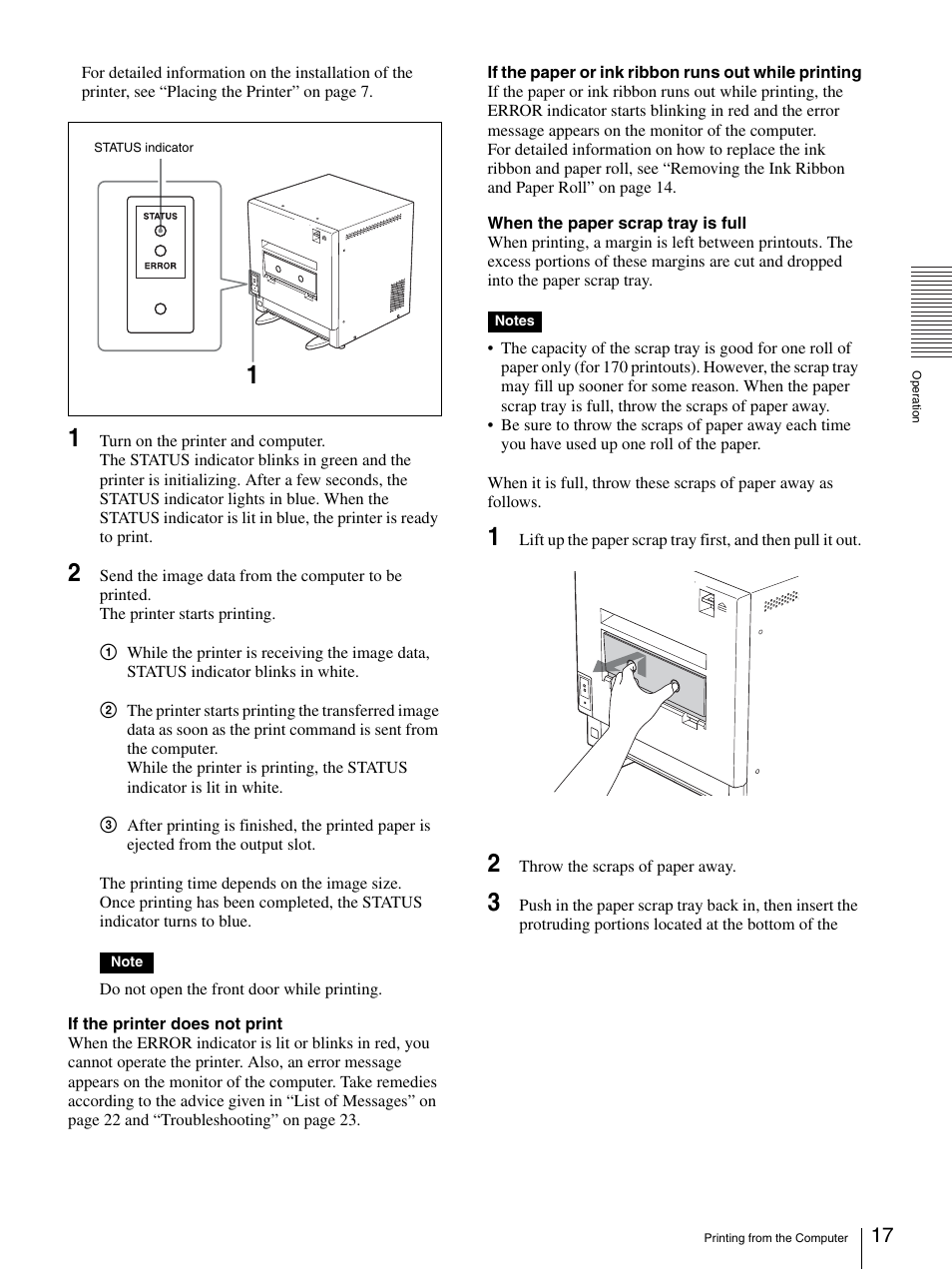 Per scrap tray (17) | Sony UP-GR700 User Manual | Page 17 / 27