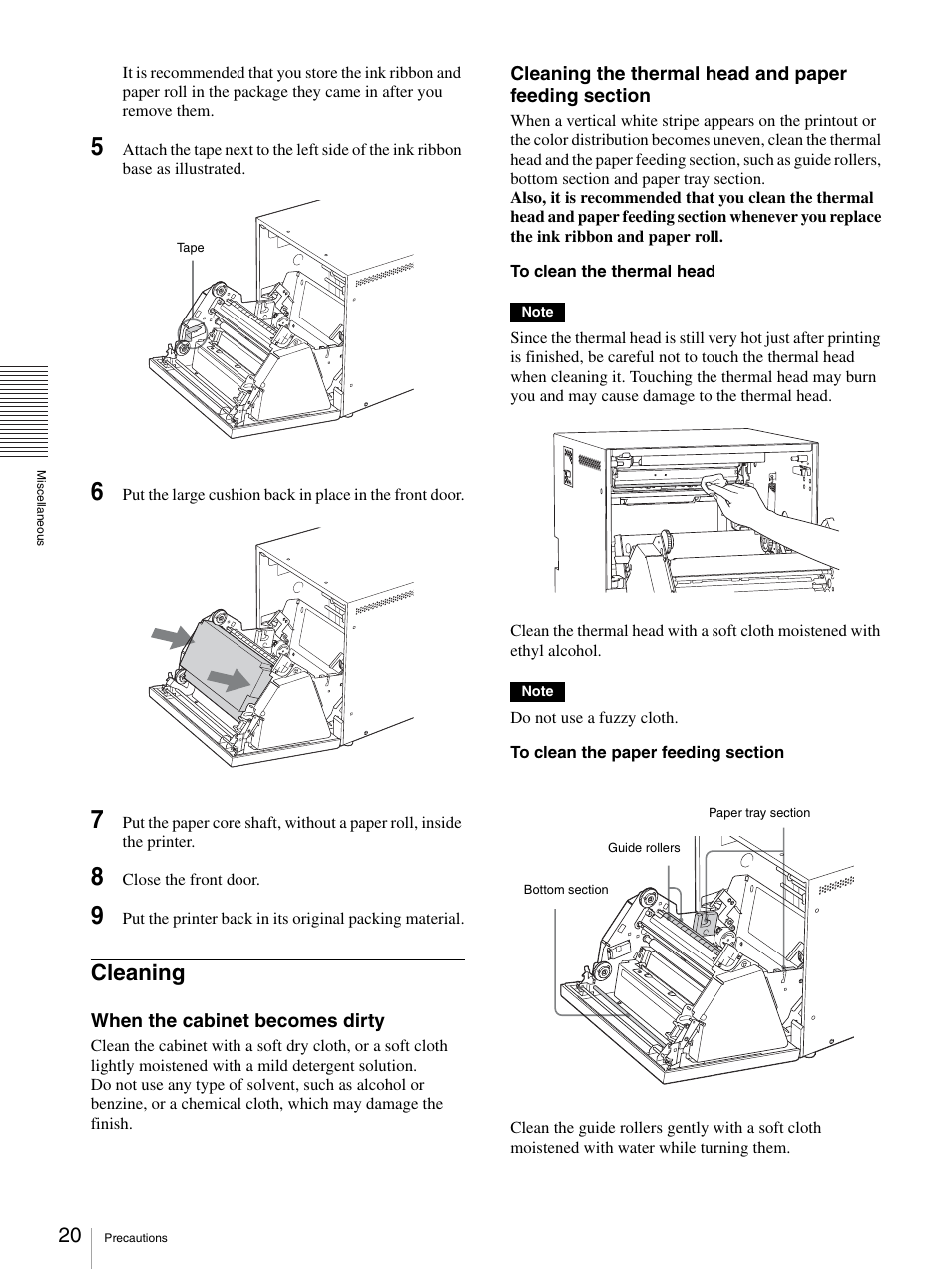 Cleaning | Sony UP-GR700 User Manual | Page 20 / 27