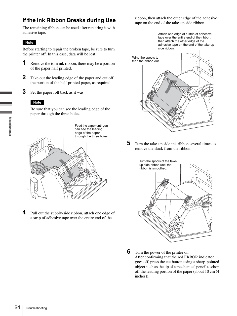 If the ink ribbon breaks during use | Sony UP-GR700 User Manual | Page 24 / 27