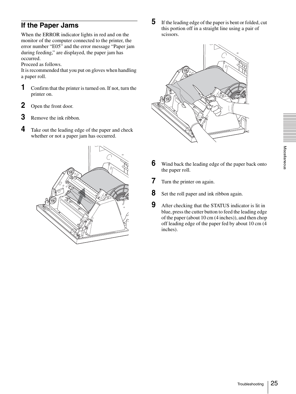 If the paper jams | Sony UP-GR700 User Manual | Page 25 / 27