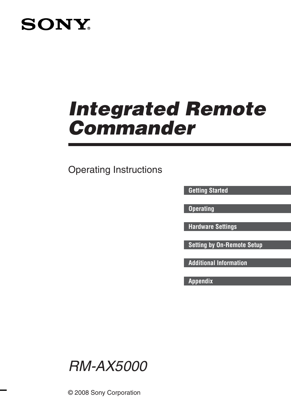 Sony RM-AX5000 User Manual | 52 pages