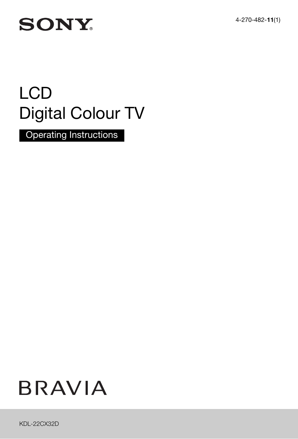 Sony KDL-22CX32D User Manual | 48 pages