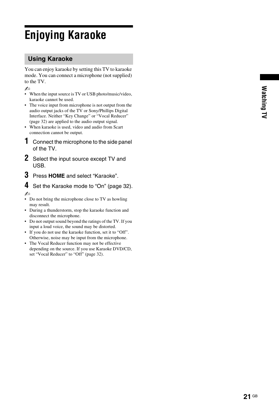 Enjoying karaoke | Sony KDL-22CX32D User Manual | Page 21 / 48