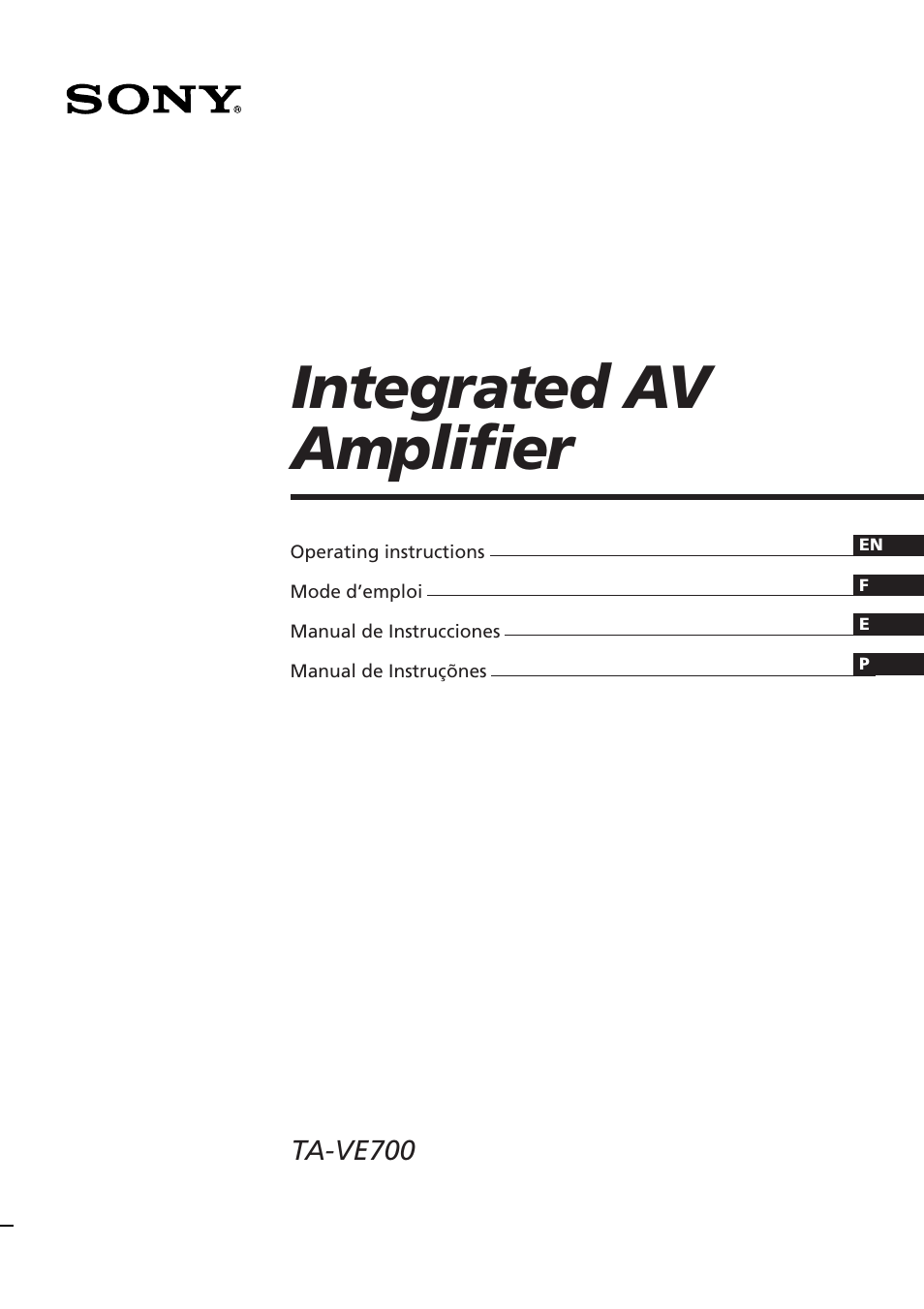 Sony TA-VE700 User Manual | 90 pages