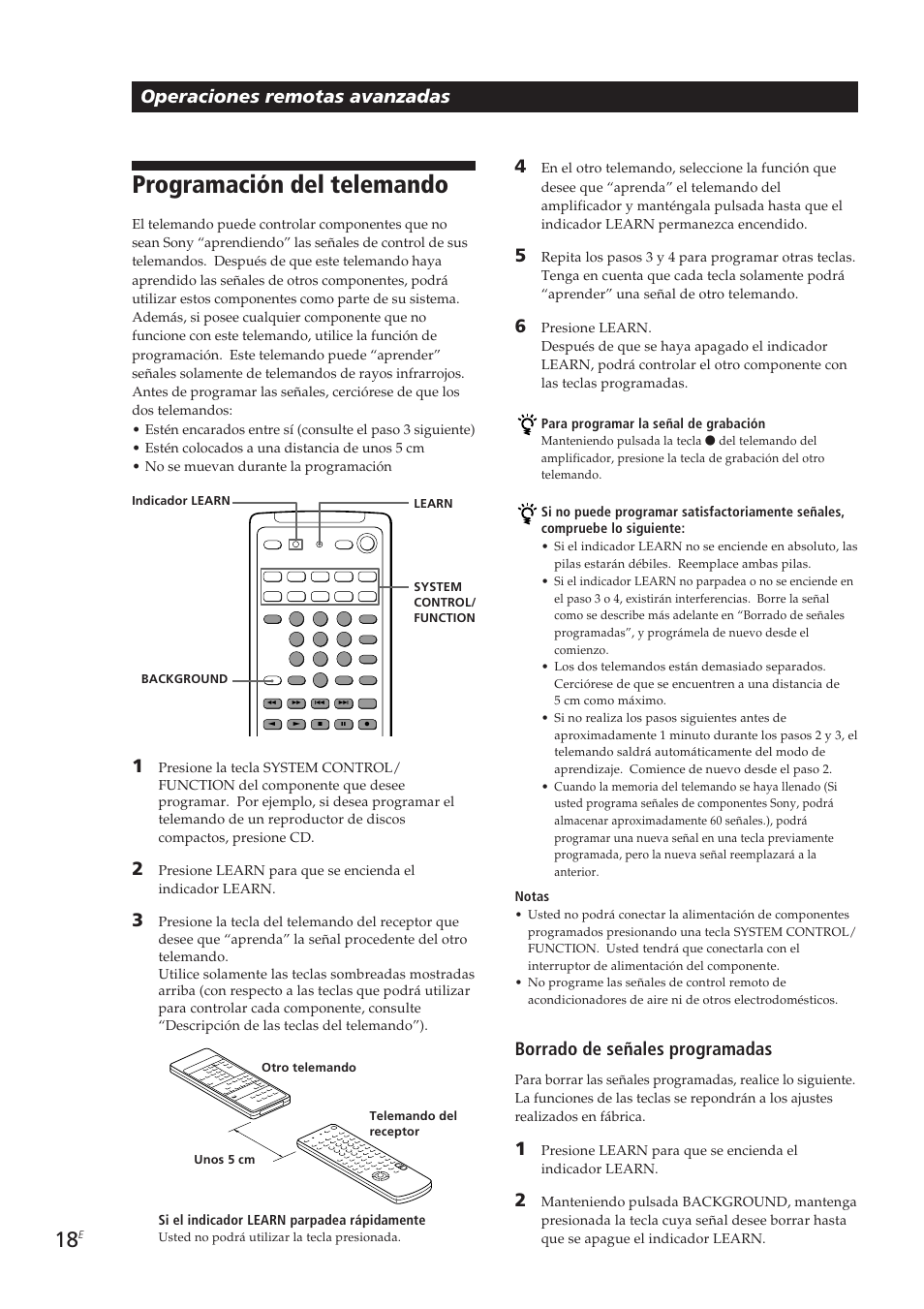 Programación del telemando, Operaciones remotas avanzadas 4, Borrado de señales programadas | Sony TA-VE700 User Manual | Page 61 / 90