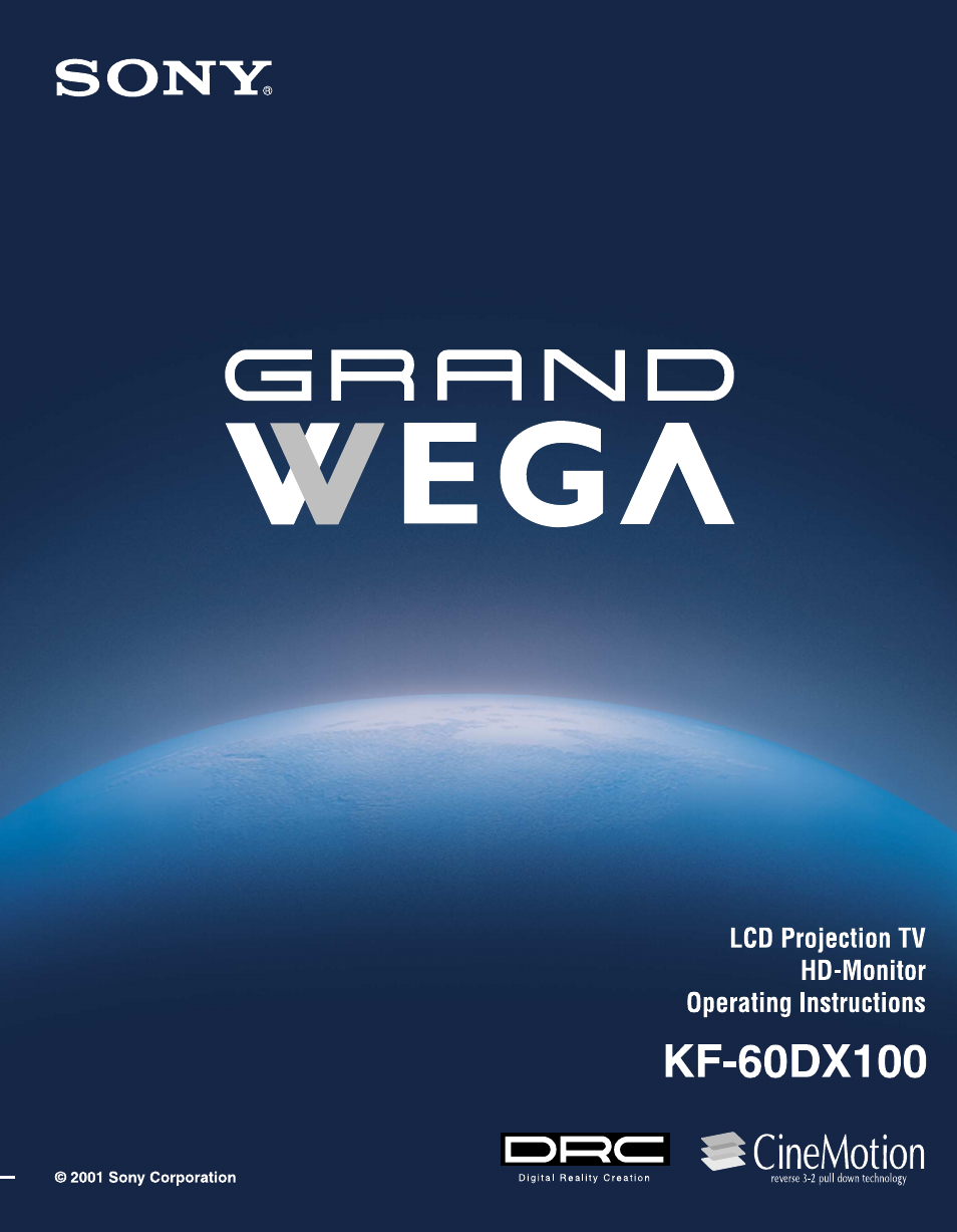 Sony GRAND WEGA KF 60DX100 User Manual | 92 pages